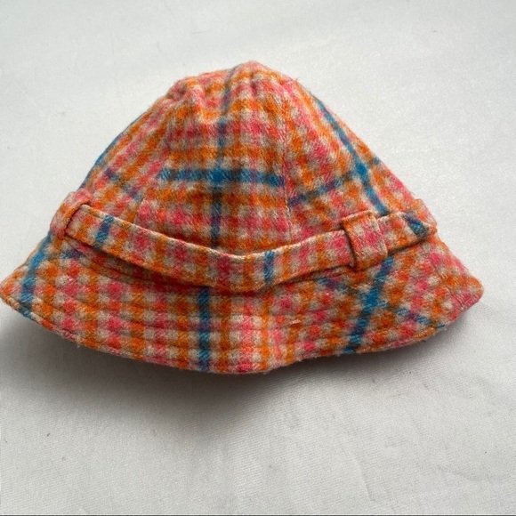 Multicolor pink orange blue checker Irish lambs wool hat main image 6